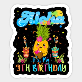 Aloha Its My 9Th Birthday 9 Years Girls Hawaiian Luau Candle Sticker